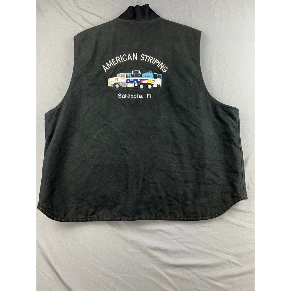 Carhartt V01 Duck Vest Mens 2XL Regular Black Quilt Lined Workwear Graphic Good